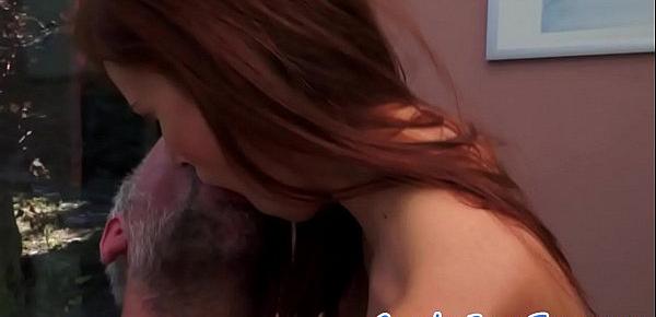  Amateur redhead beauty fucked by oldmans dick